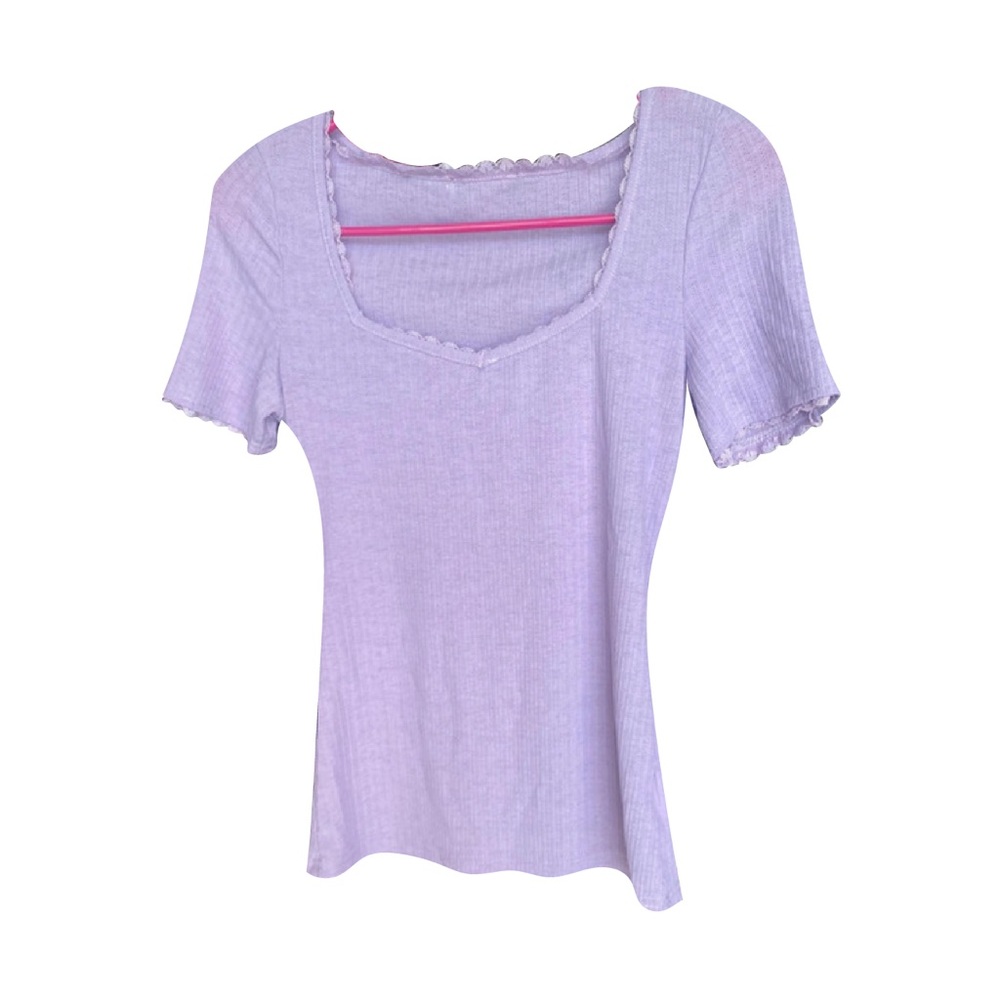 Lilac purple top with lace detailing